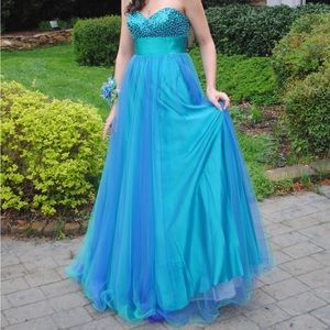 Cecily Brown Strapless Sequin Prom Gown